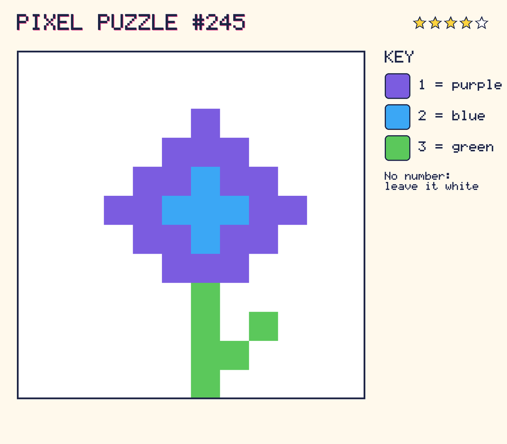 The finished pixel picture: a flower.