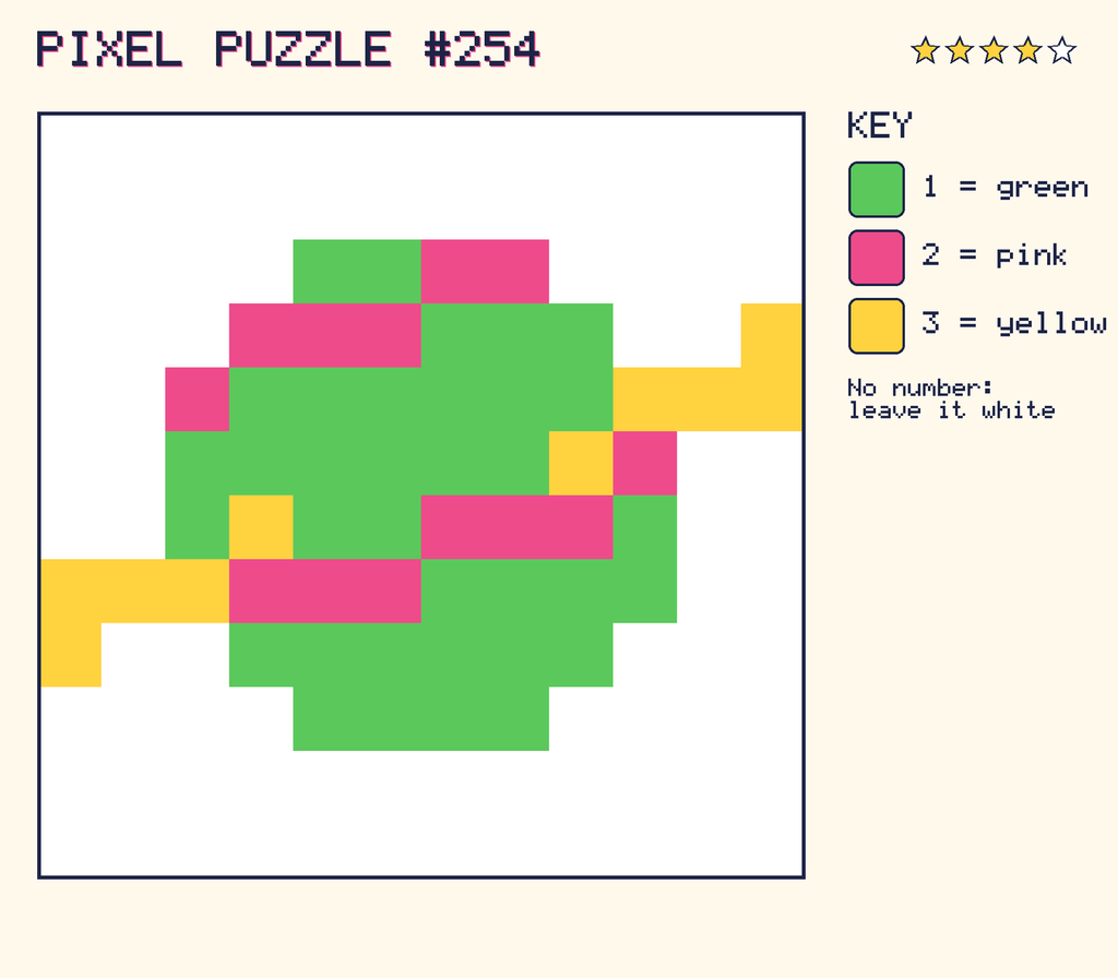 The finished pixel picture: a planet with a ring.