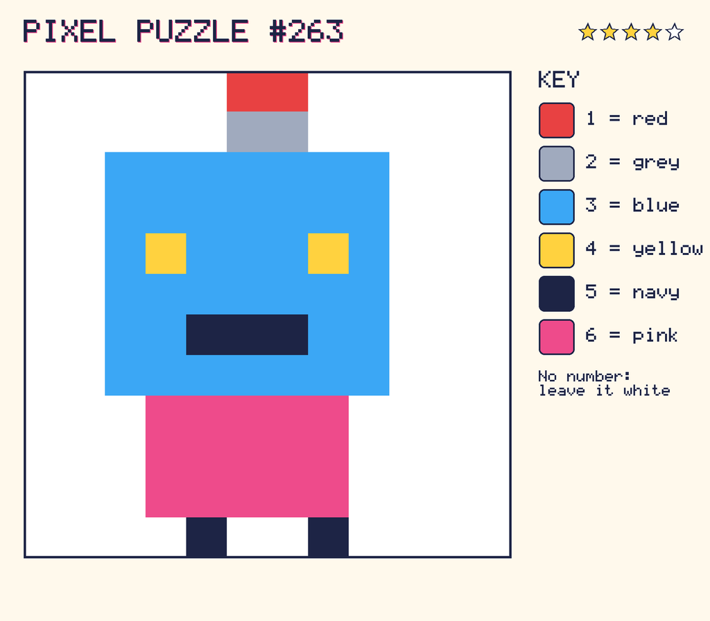 The finished pixel picture: a robot.