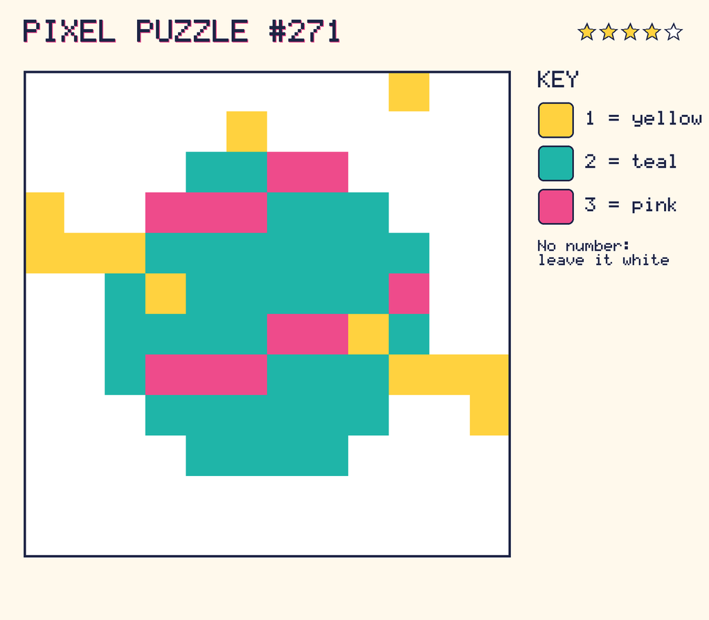 The finished pixel picture: a planet with a ring.