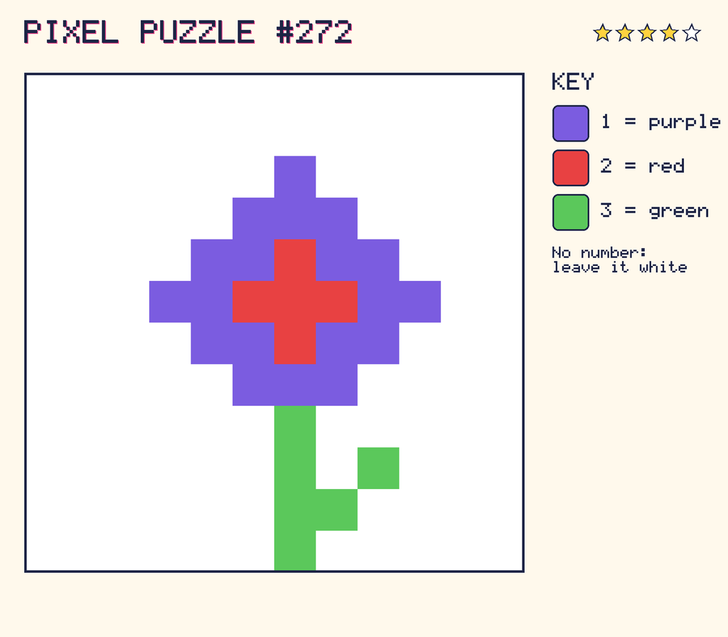 The finished pixel picture: a flower.
