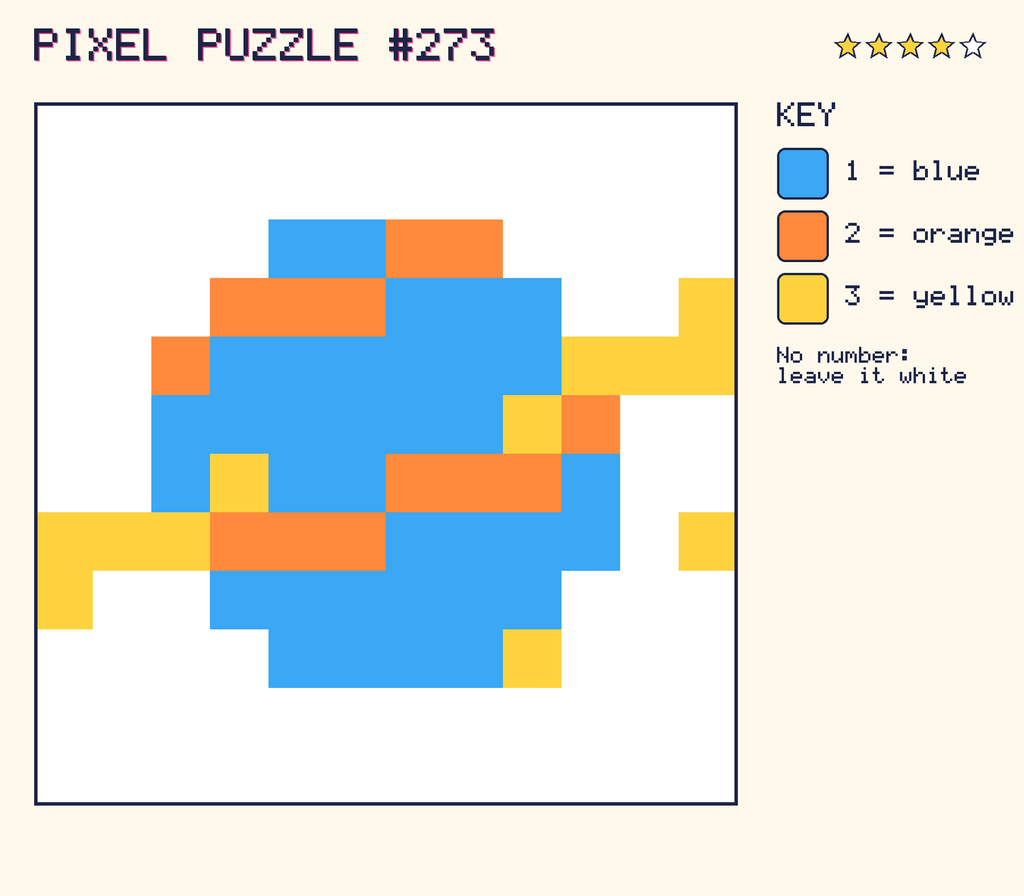 The finished pixel picture: a planet with a ring.