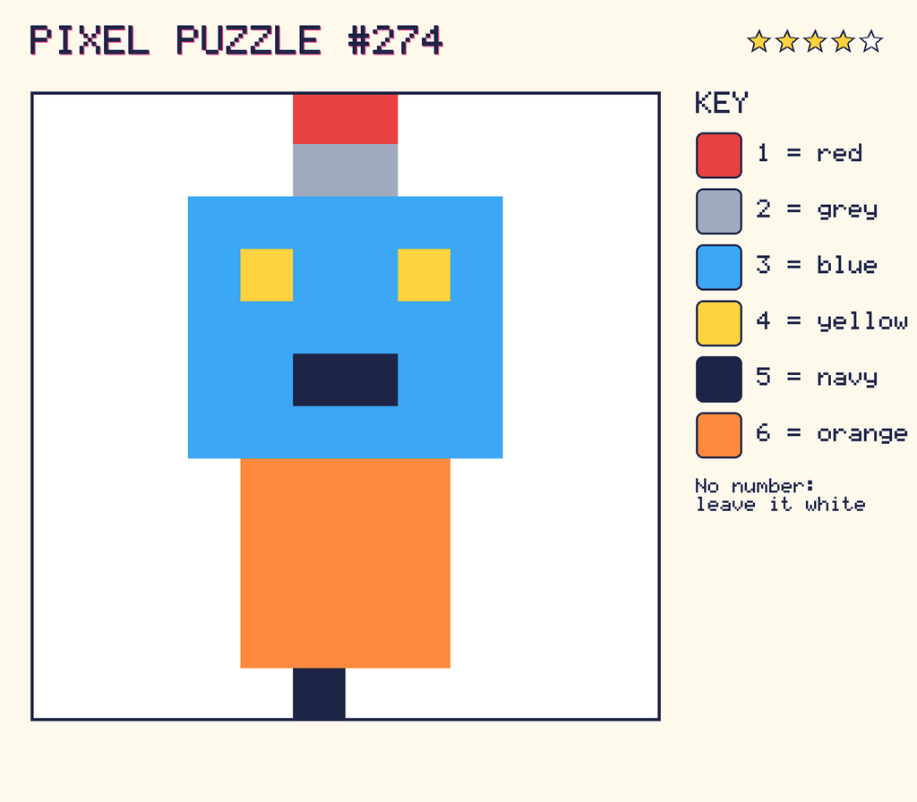 The finished pixel picture: a robot.