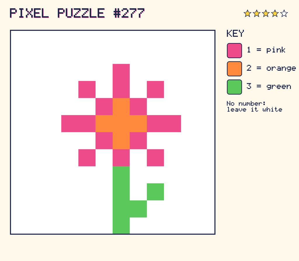 The finished pixel picture: a flower.