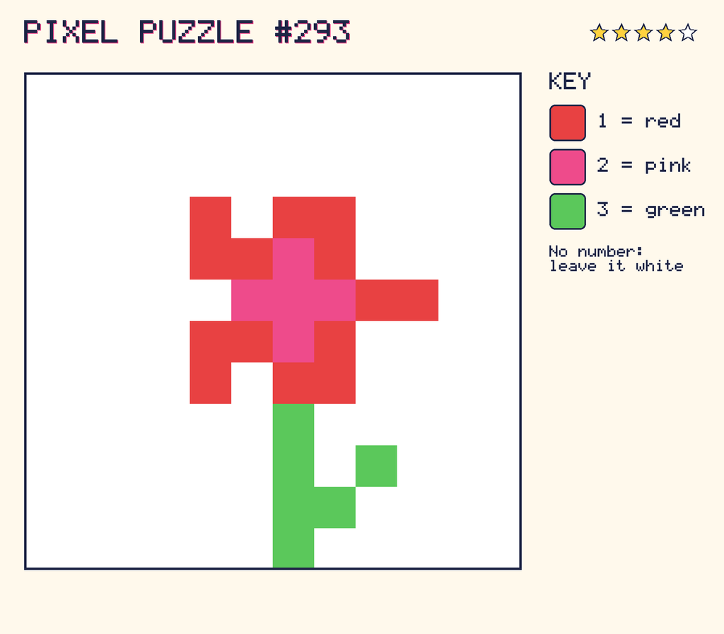 The finished pixel picture: a flower.