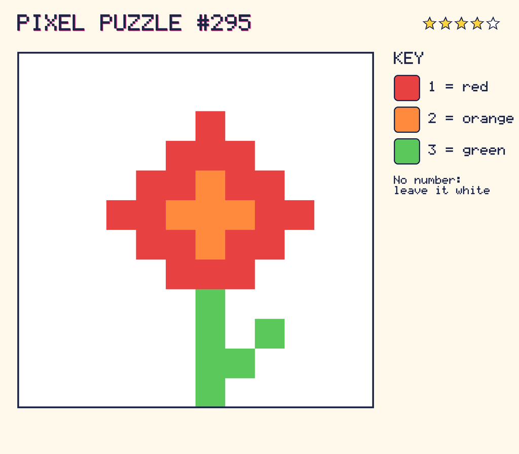 The finished pixel picture: a flower.