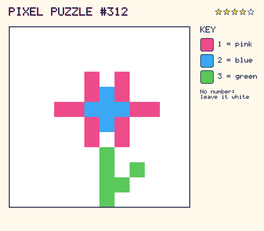 The finished pixel picture: a flower.