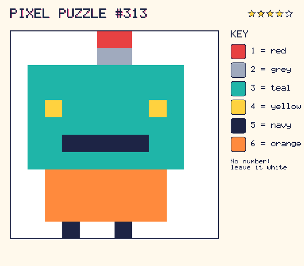 The finished pixel picture: a robot.