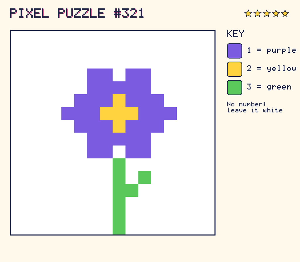 The finished pixel picture: a flower.