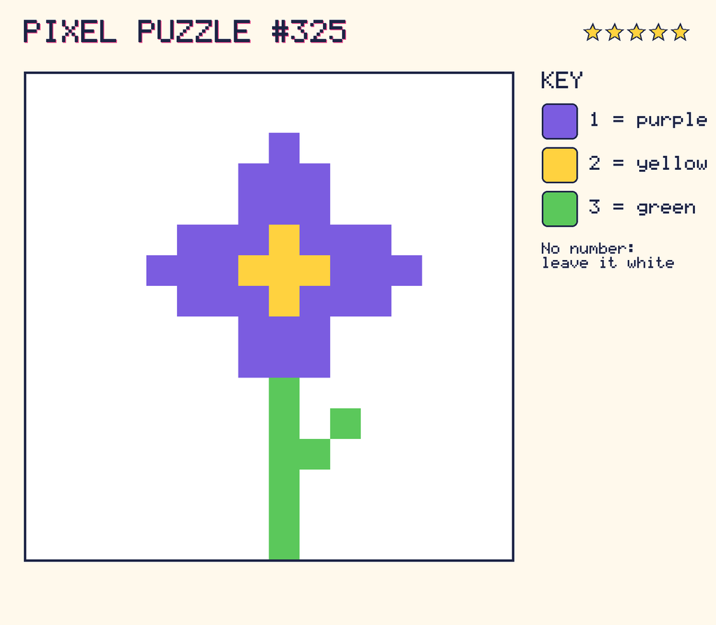 The finished pixel picture: a flower.