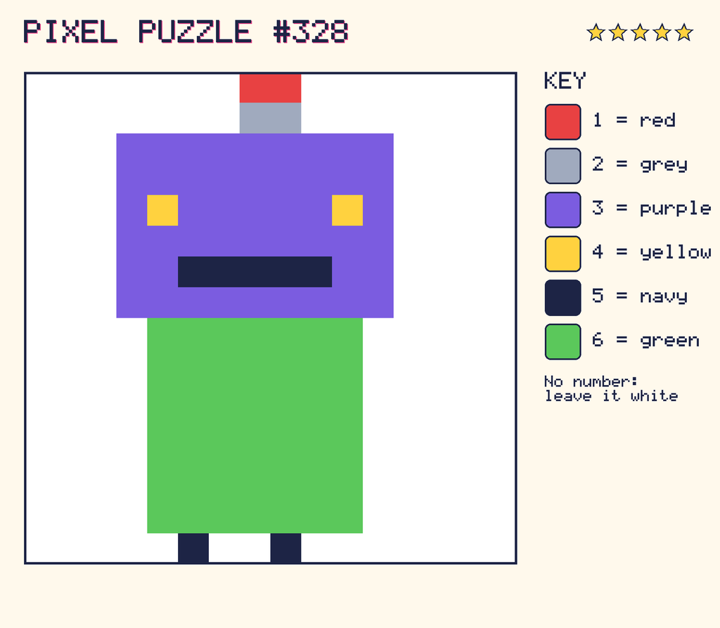 The finished pixel picture: a robot.