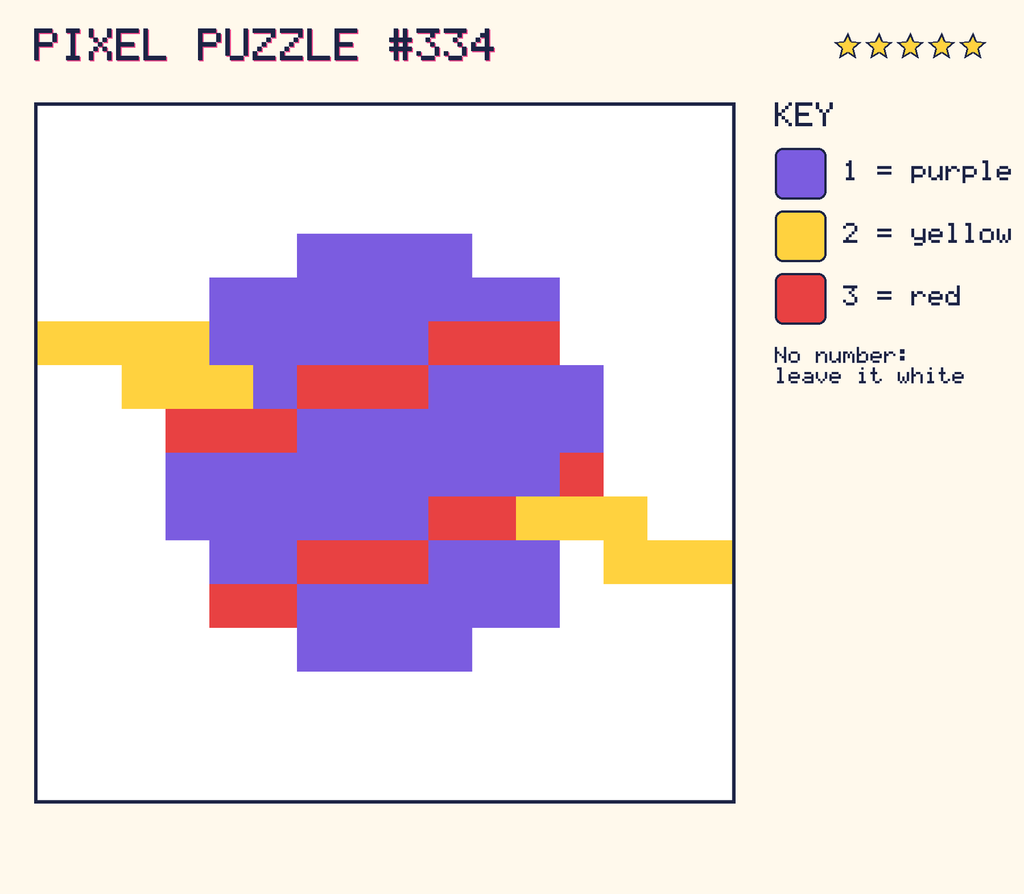 The finished pixel picture: a planet with a ring.