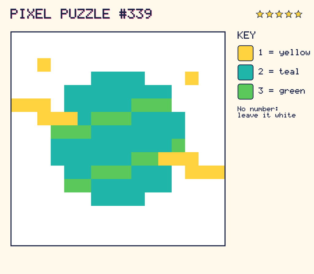 The finished pixel picture: a planet with a ring.