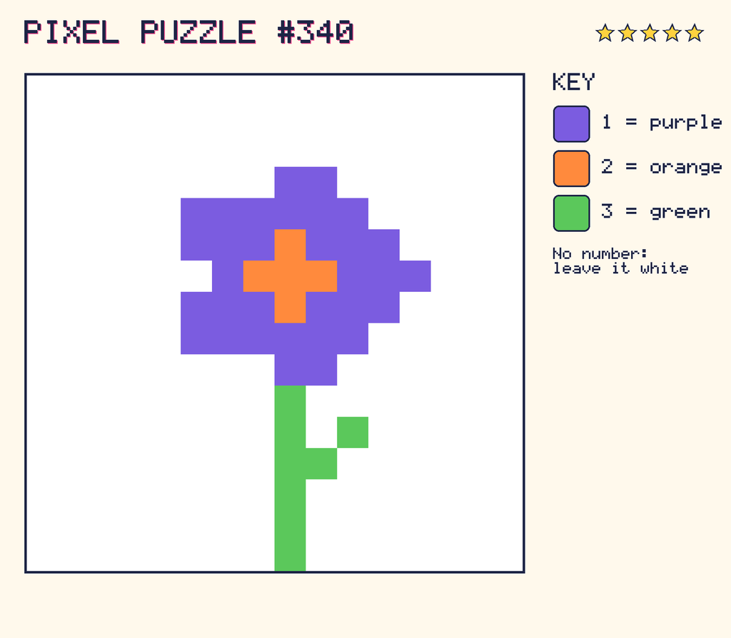 The finished pixel picture: a flower.