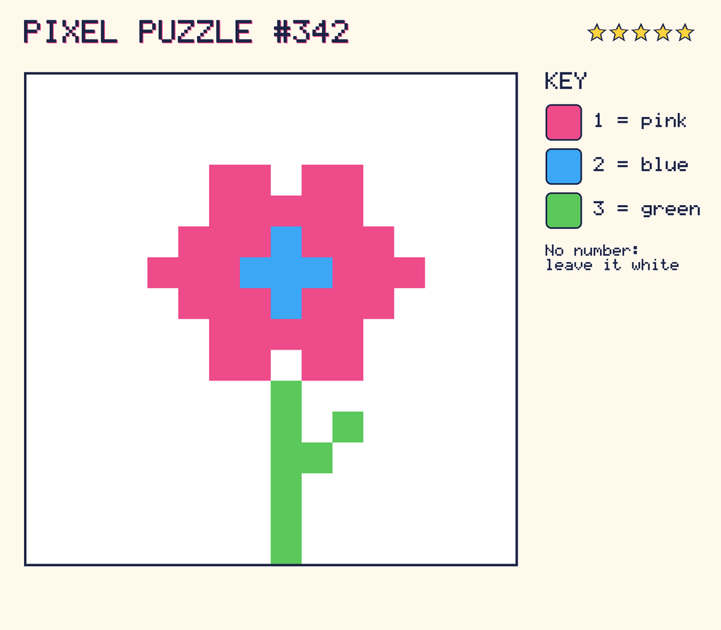 The finished pixel picture: a flower.