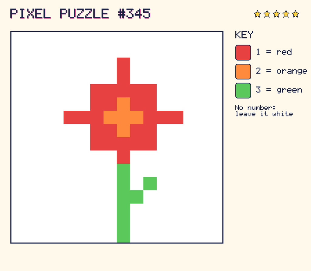 The finished pixel picture: a flower.