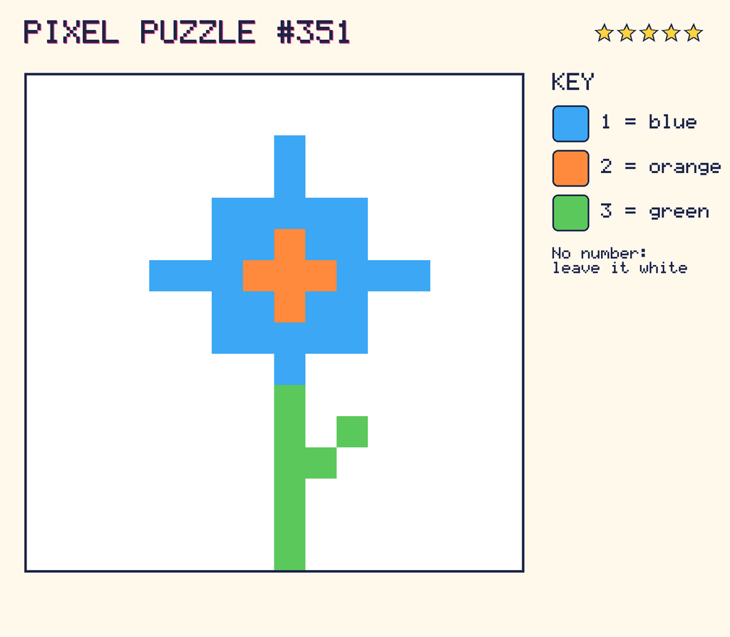 The finished pixel picture: a flower.