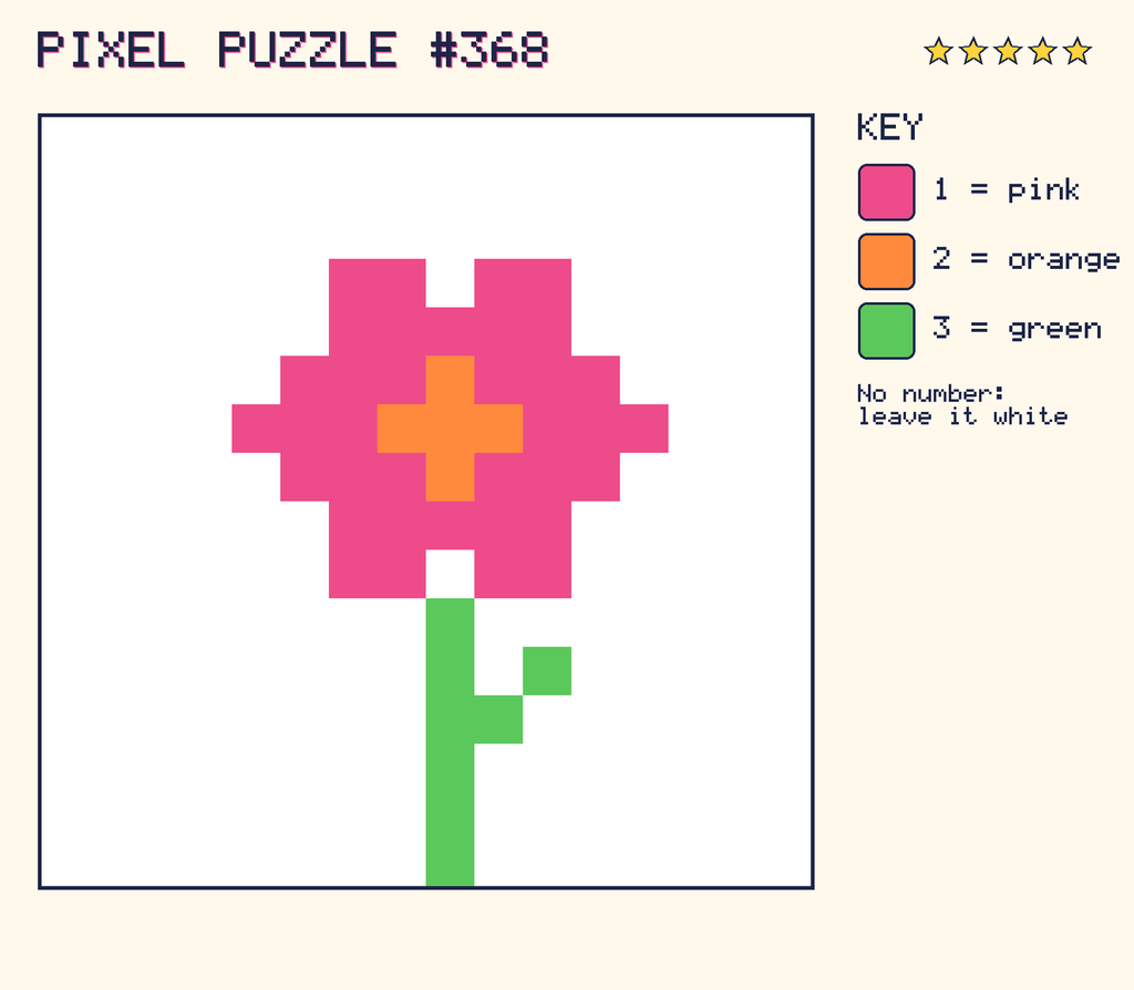 The finished pixel picture: a flower.