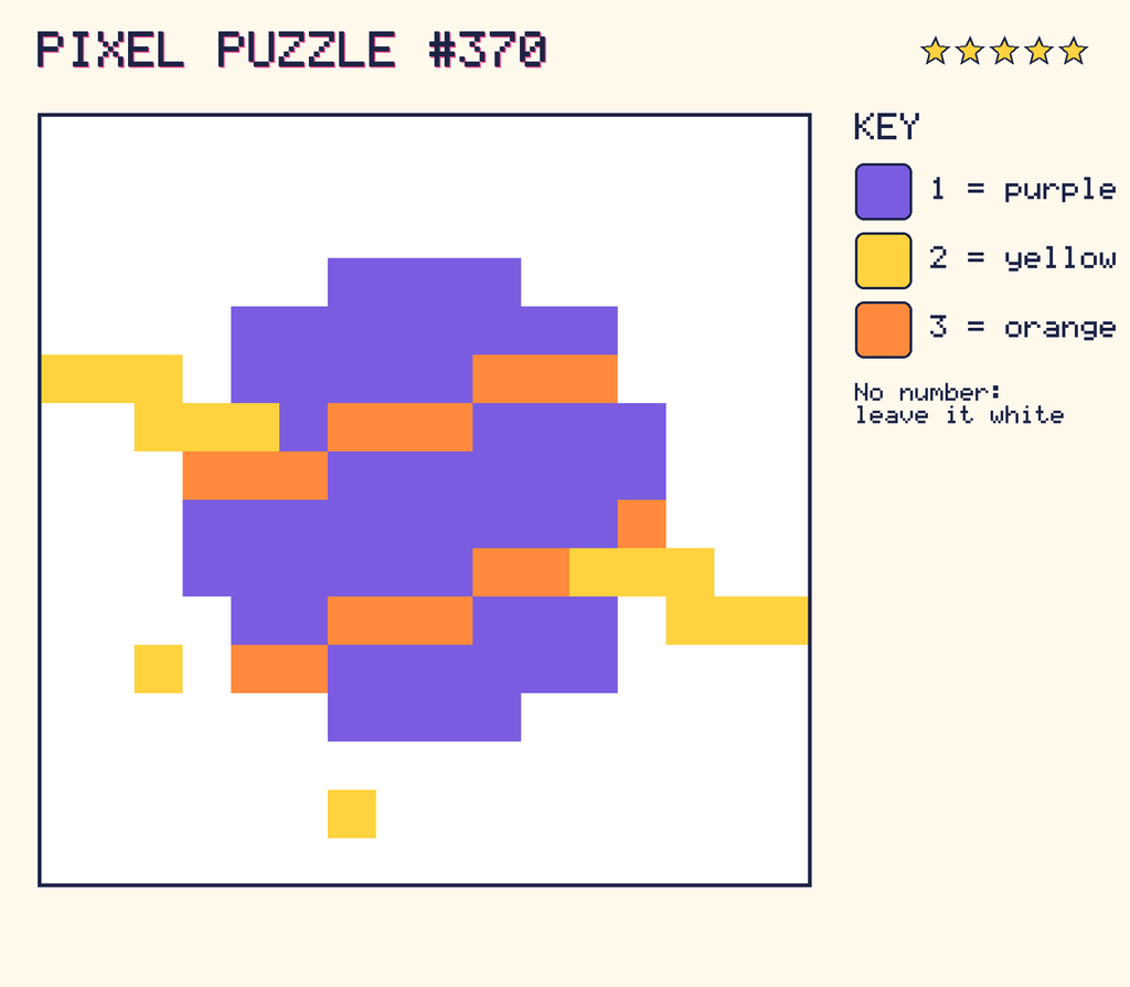 The finished pixel picture: a planet with a ring.