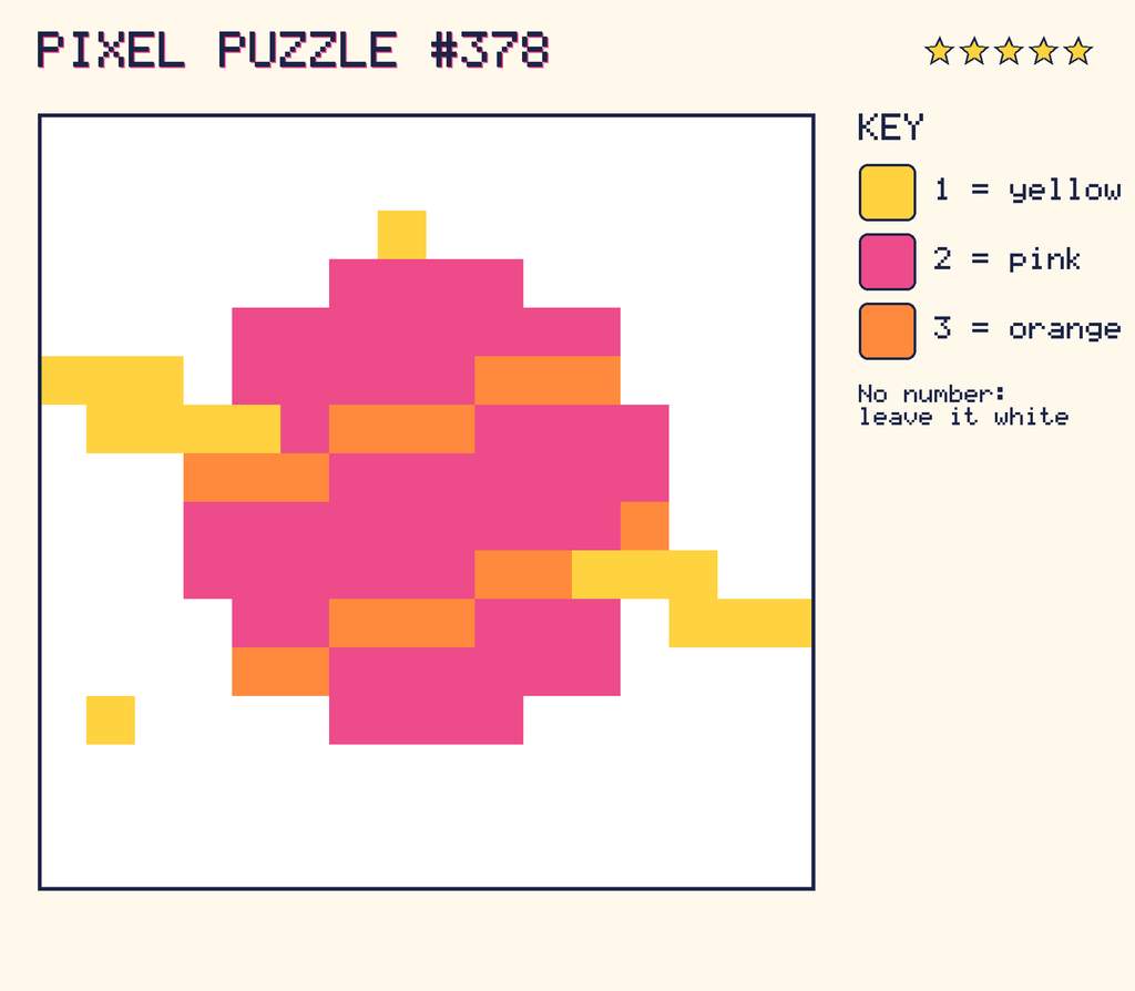 The finished pixel picture: a planet with a ring.