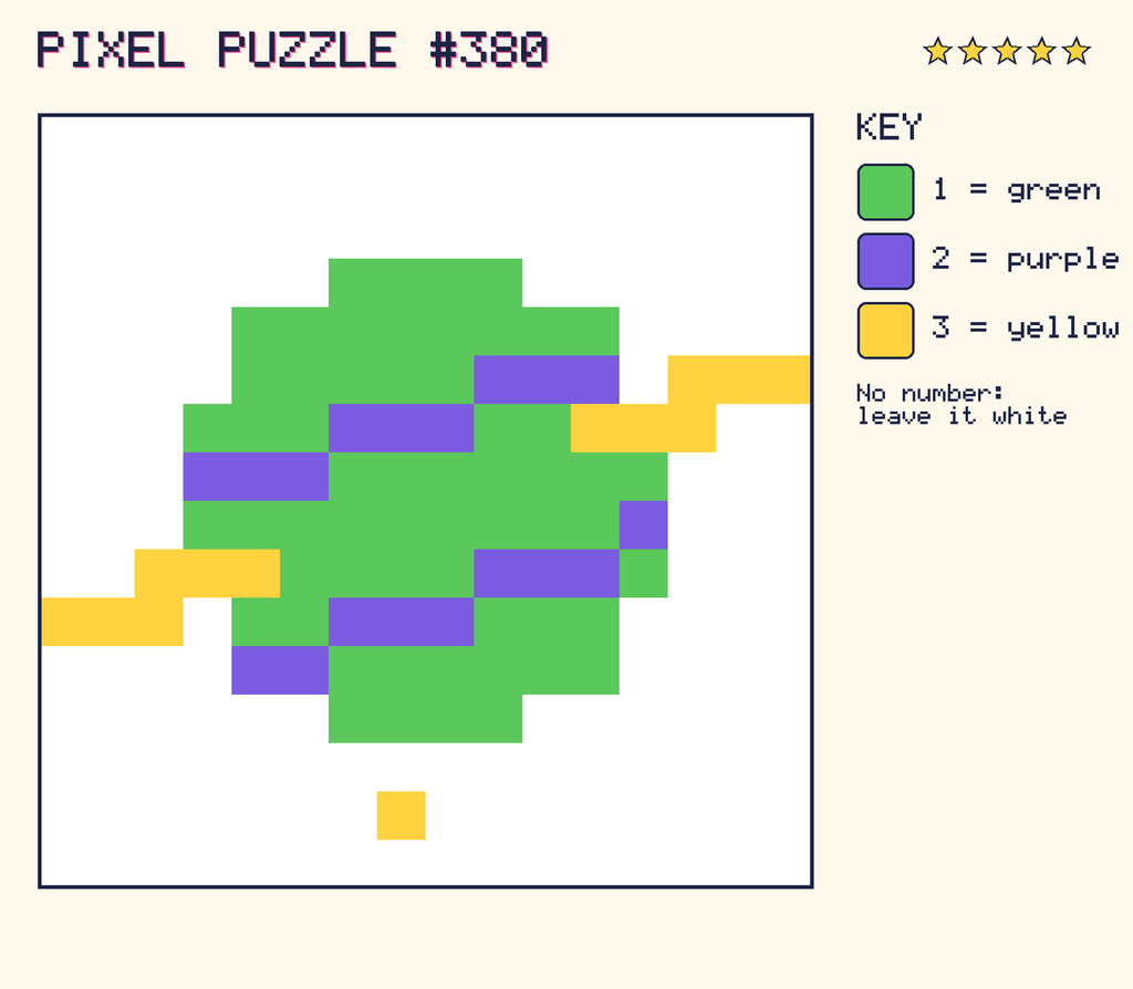 The finished pixel picture: a planet with a ring.