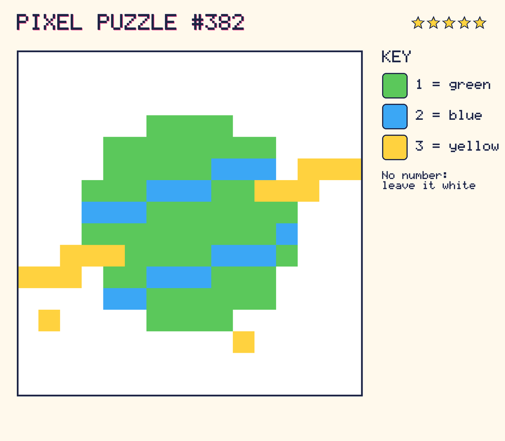 The finished pixel picture: a planet with a ring.