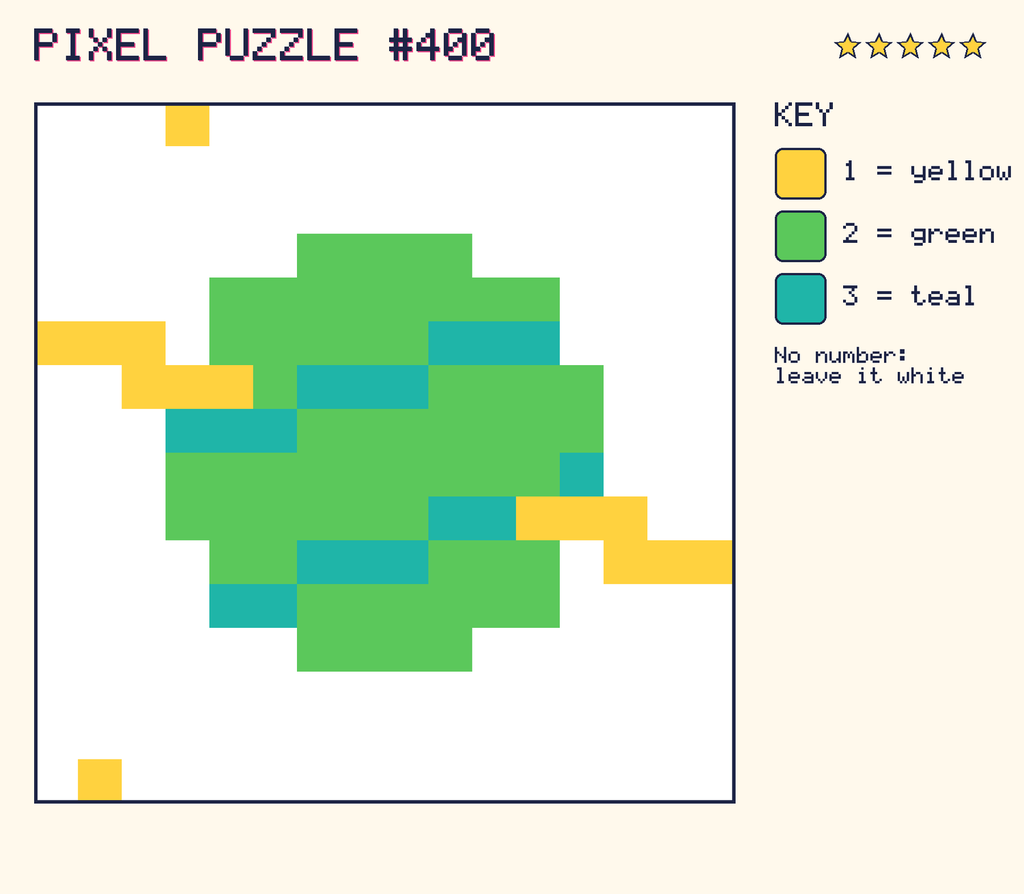 The finished pixel picture: a planet with a ring.