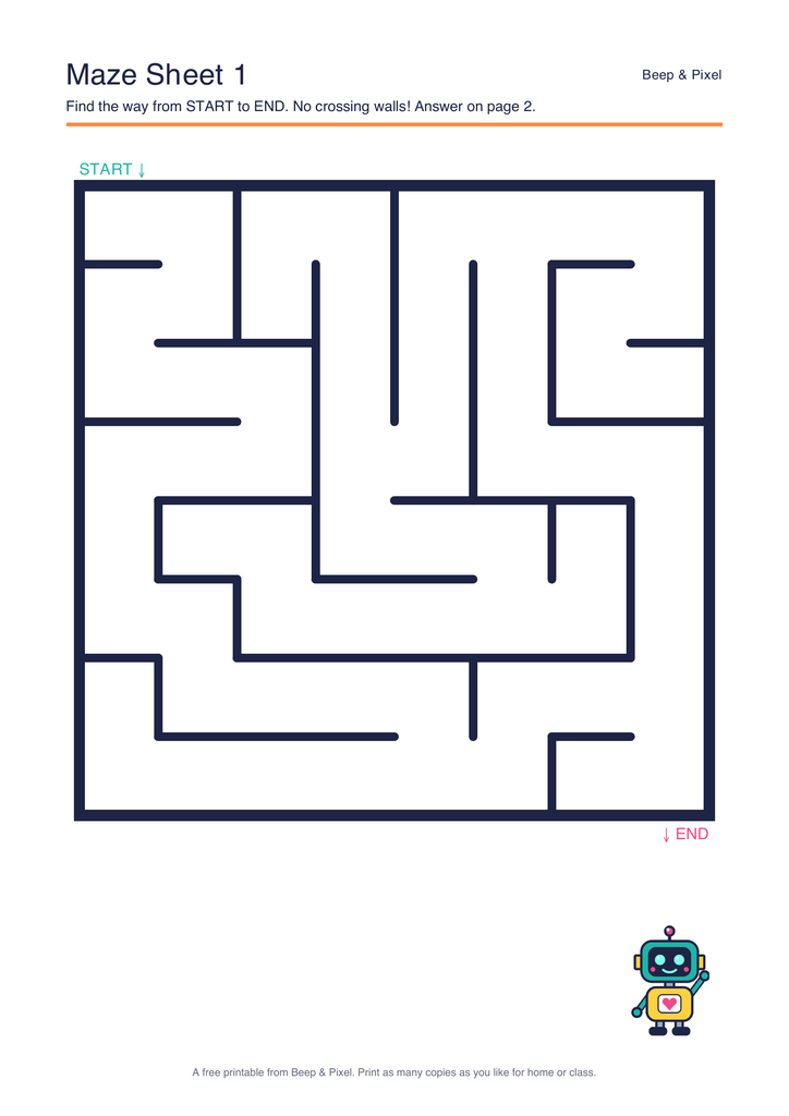 Preview of Maze Sheet 1 (8 × 8)