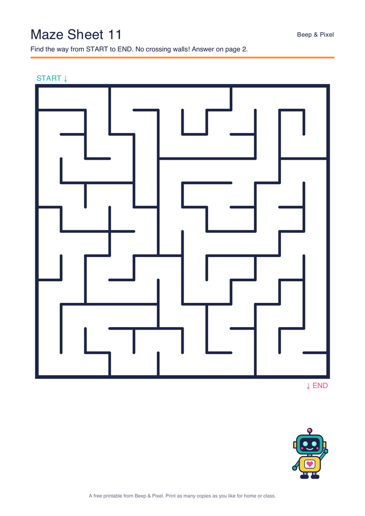 Preview of Maze Sheet 11 (12 × 12)