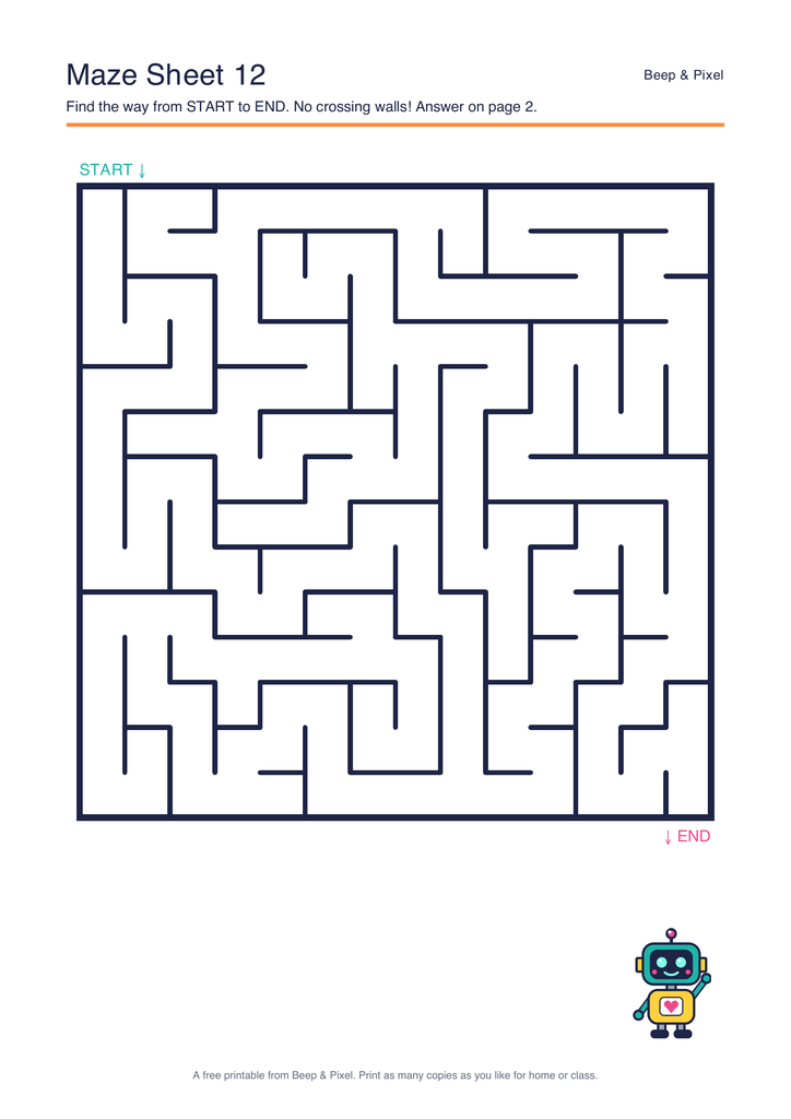 Preview of Maze Sheet 12 (14 × 14)