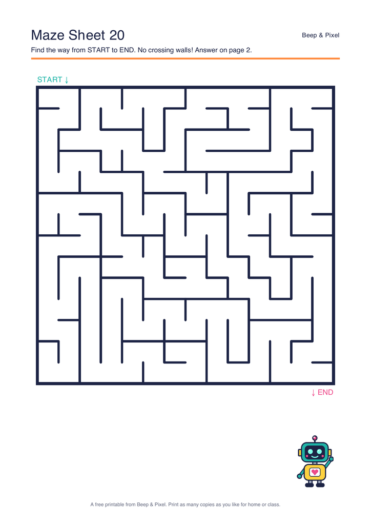 Preview of Maze Sheet 20 (14 × 14)