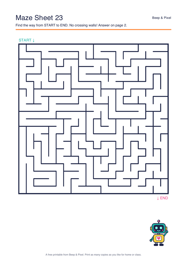 Preview of Maze Sheet 23 (20 × 20)