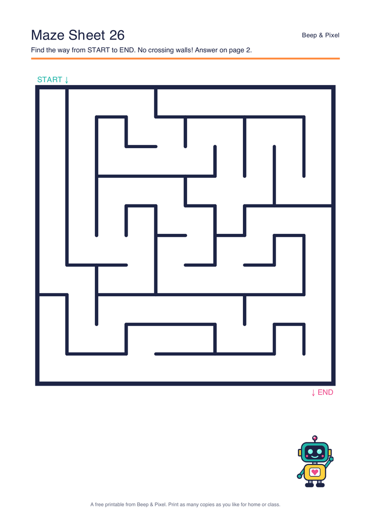 Preview of Maze Sheet 26 (10 × 10)