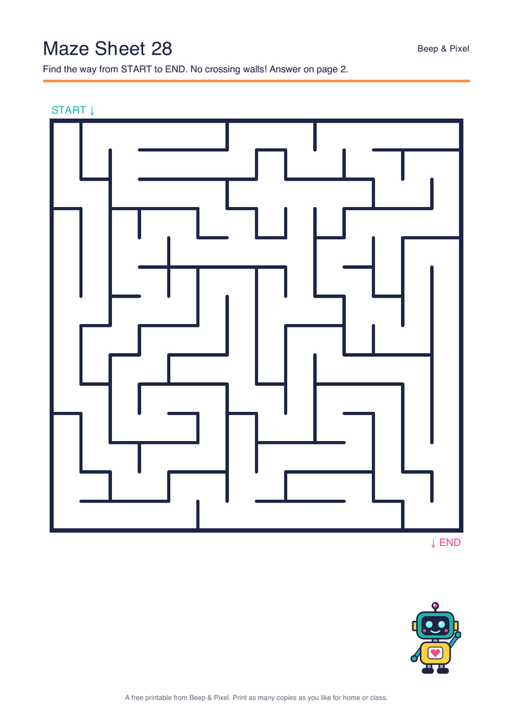Preview of Maze Sheet 28 (14 × 14)
