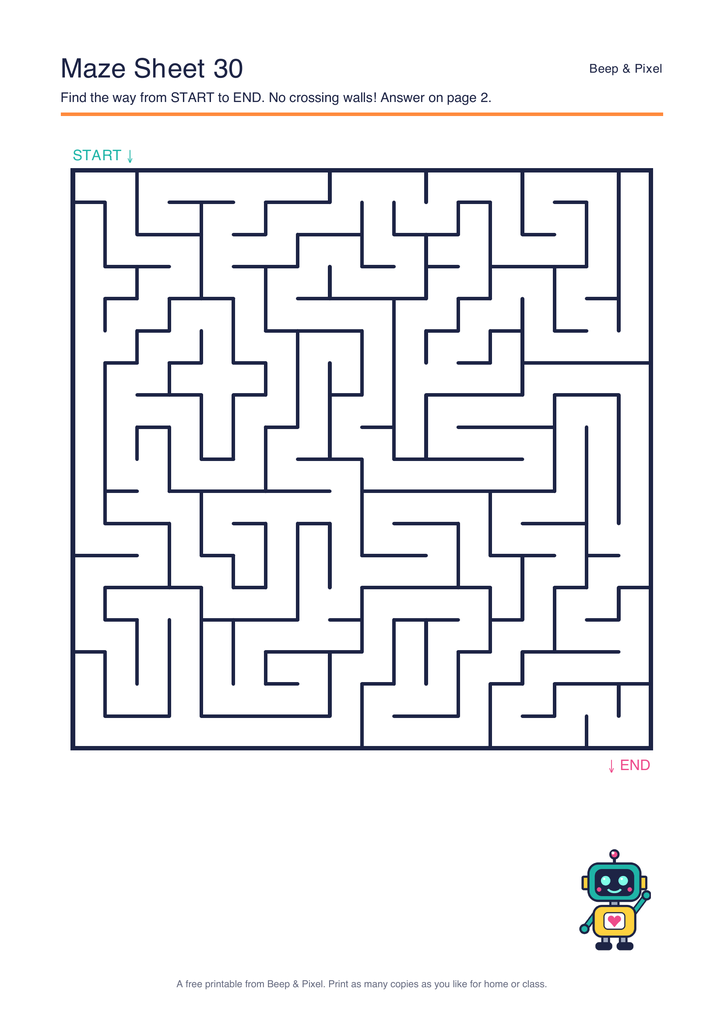 Preview of Maze Sheet 30 (18 × 18)