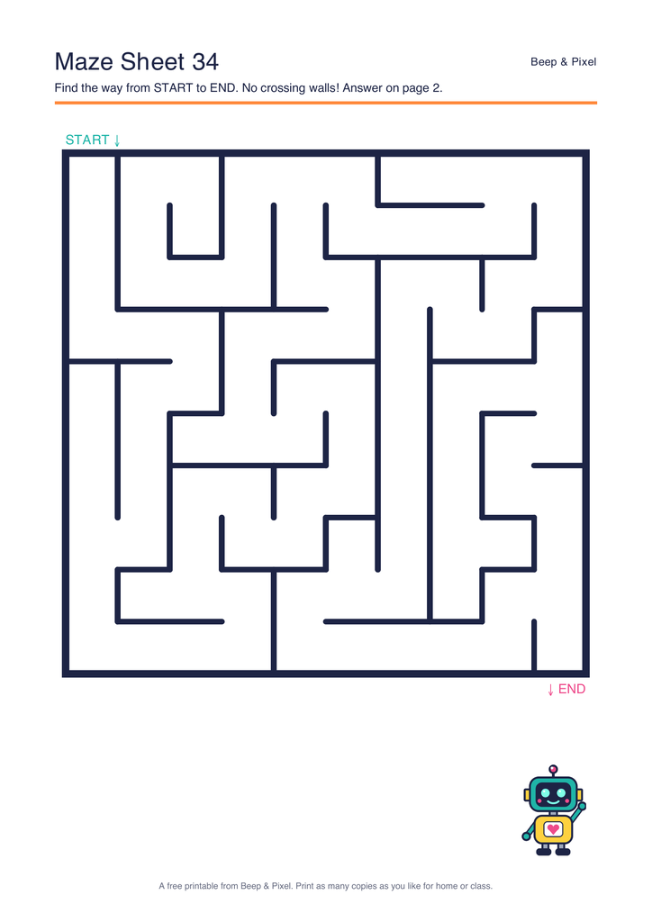 Preview of Maze Sheet 34 (10 × 10)