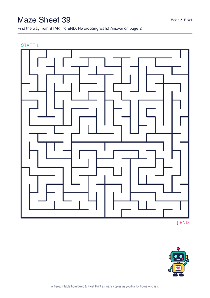 Preview of Maze Sheet 39 (20 × 20)