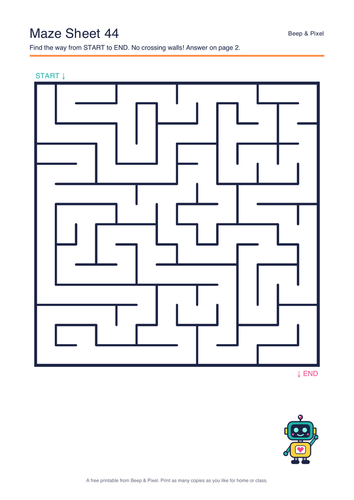 Preview of Maze Sheet 44 (14 × 14)