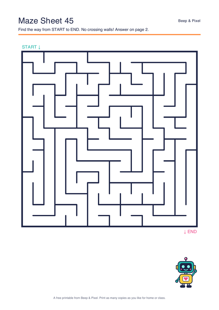 Preview of Maze Sheet 45 (16 × 16)