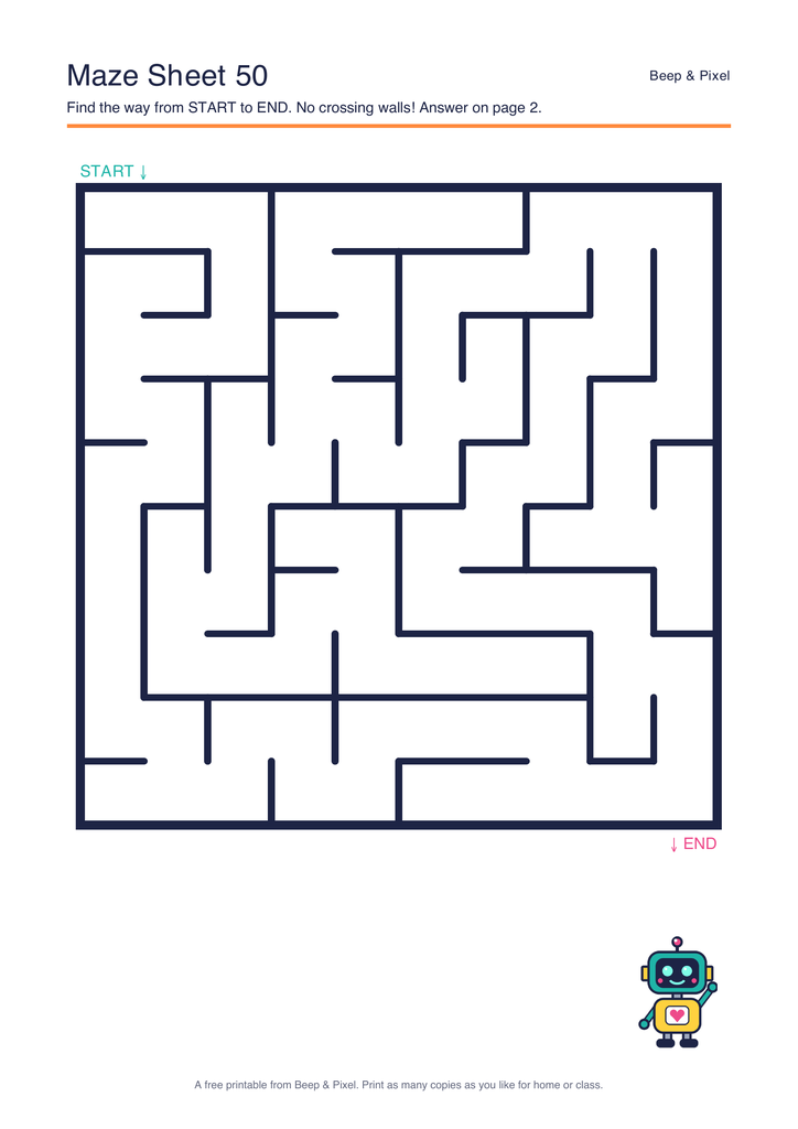 Preview of Maze Sheet 50 (10 × 10)