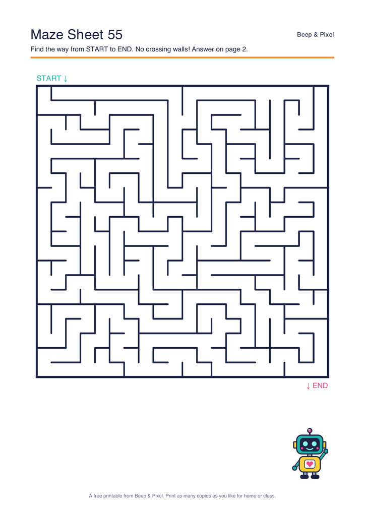 Preview of Maze Sheet 55 (20 × 20)