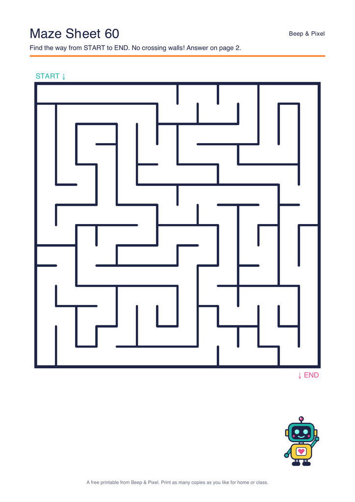 Preview of Maze Sheet 60 (14 × 14)