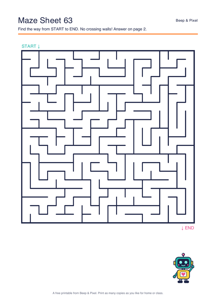 Preview of Maze Sheet 63 (20 × 20)