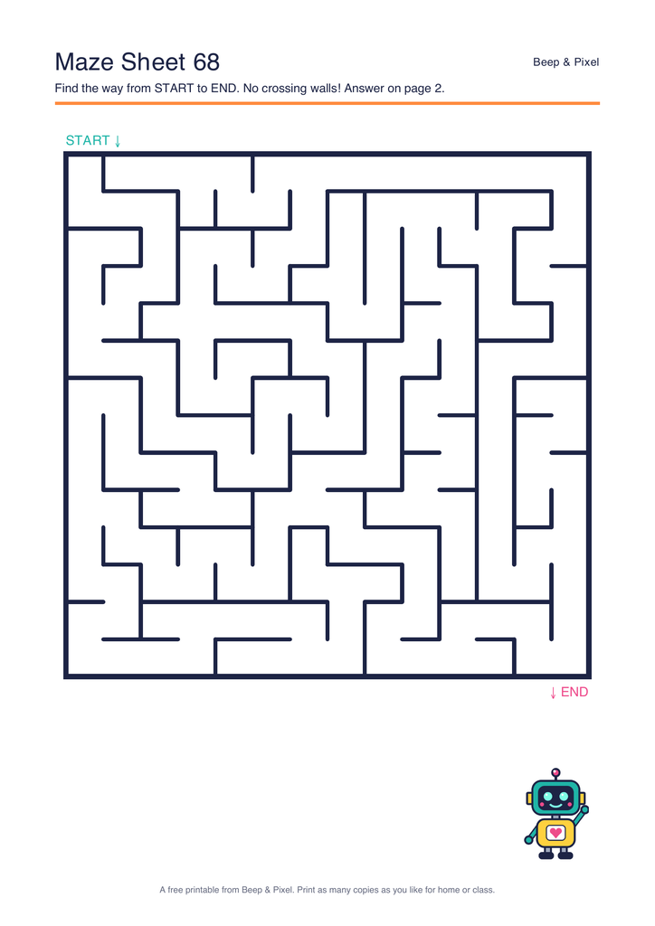 Preview of Maze Sheet 68 (14 × 14)