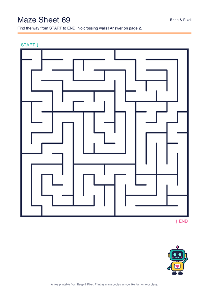 Preview of Maze Sheet 69 (16 × 16)