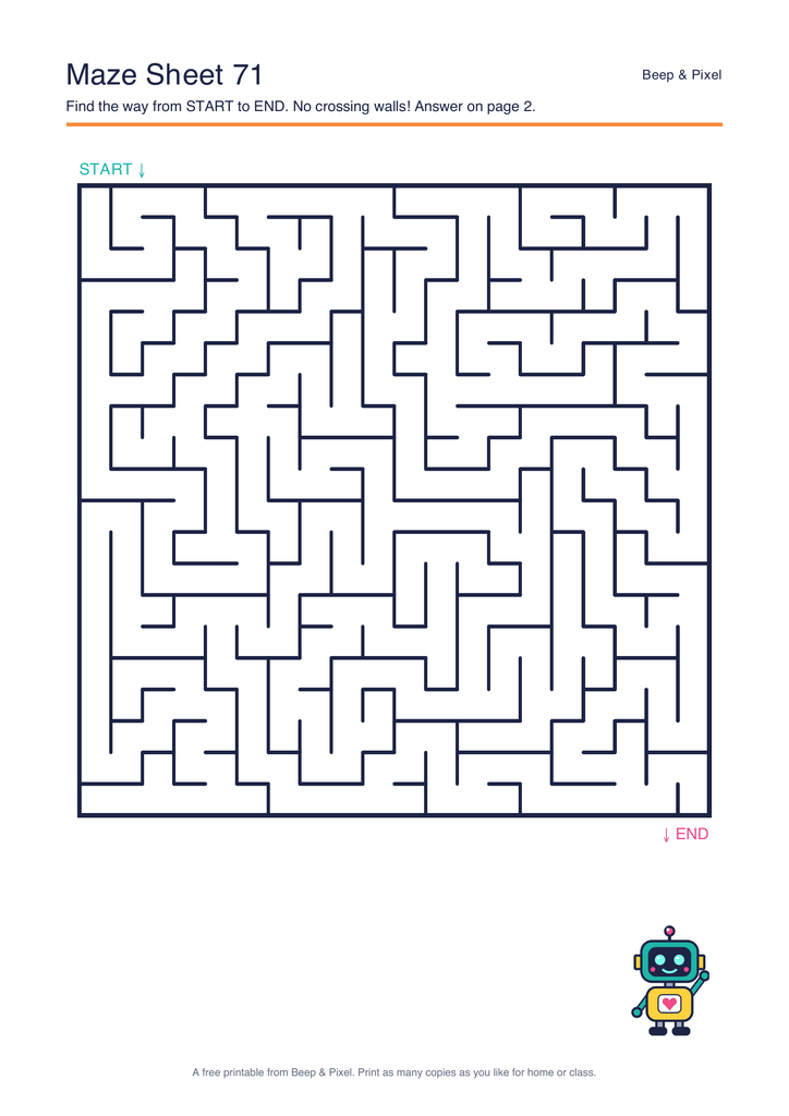 Preview of Maze Sheet 71 (20 × 20)