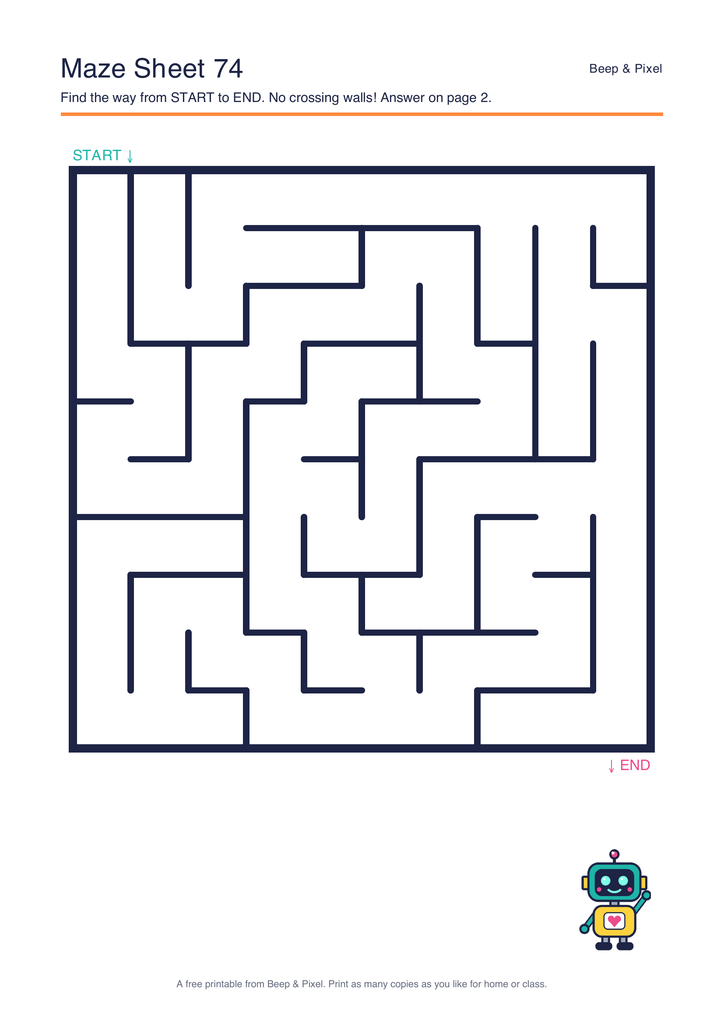 Preview of Maze Sheet 74 (10 × 10)