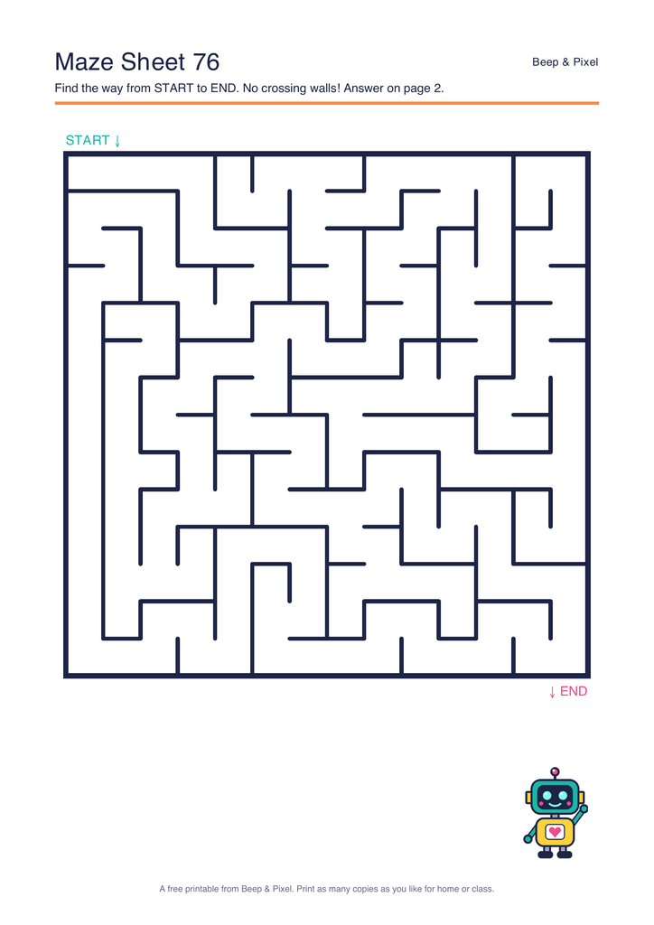 Preview of Maze Sheet 76 (14 × 14)