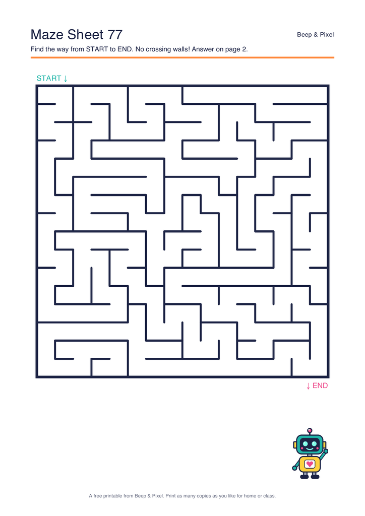 Preview of Maze Sheet 77 (16 × 16)