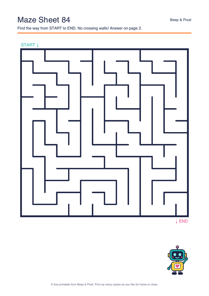 Preview of Maze Sheet 84 (14 × 14)